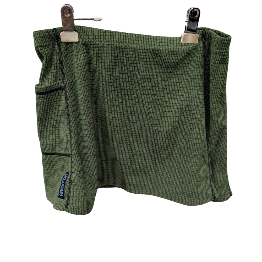 Melanzana Women's Micro Grid Fleece Mini Skirt Olive Green Outdoor- Medium